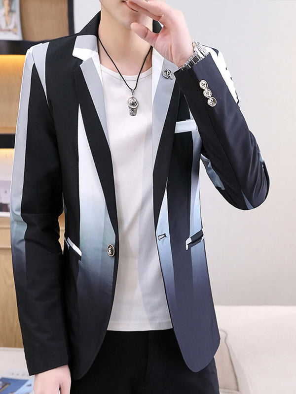 Men's Plus Size Gradient Striped Slim Fit Blazer