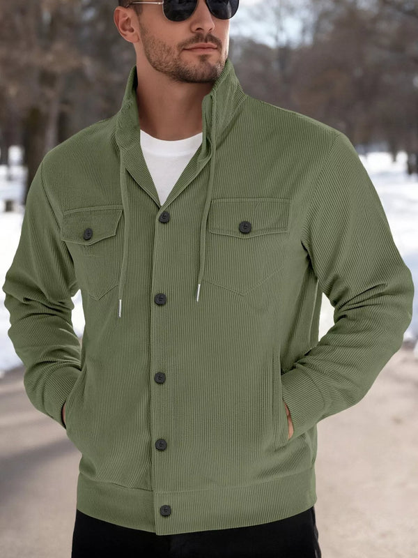 Men's Full Size Casual Corduroy Button-Down Jacket Plus Size